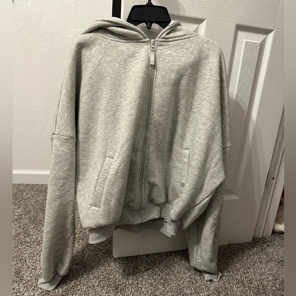 Blogilates - Women's Marshmallow Full Zip Hooded Sweatshirt - Gray Small - Picture 1 of 8
